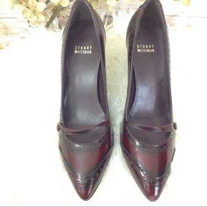 STUART WEITZMAN BURGUNDY Patent Heels
